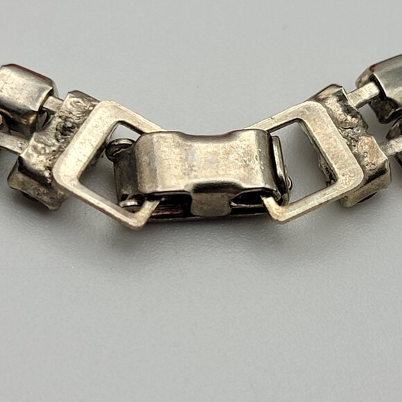 Vintage Clear Rhinestone Double Row Tennis Bracelet 7" Wrist Silver Tone Estate - Picture 6 of 6